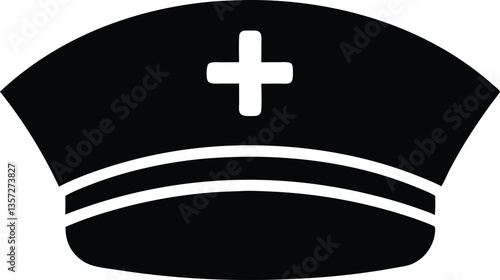 Nurse hat silhouette vector, nurse cap symbol