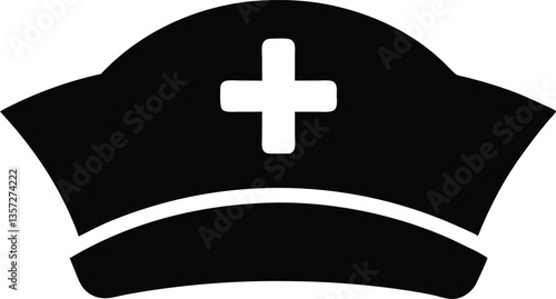 Nurse hat silhouette vector, nurse cap symbol