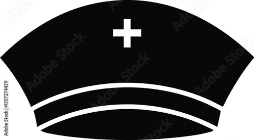 Nurse hat silhouette vector, nurse cap symbol