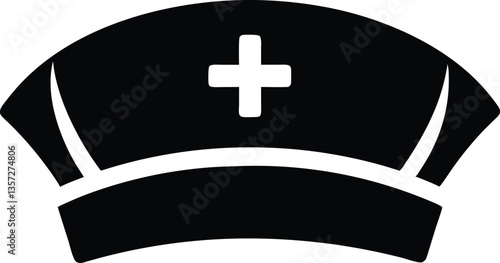 Nurse hat silhouette vector, nurse cap symbol