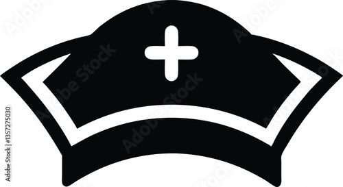 Nurse hat silhouette vector, nurse cap symbol