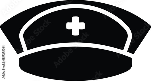 Nurse hat silhouette vector, nurse cap symbol