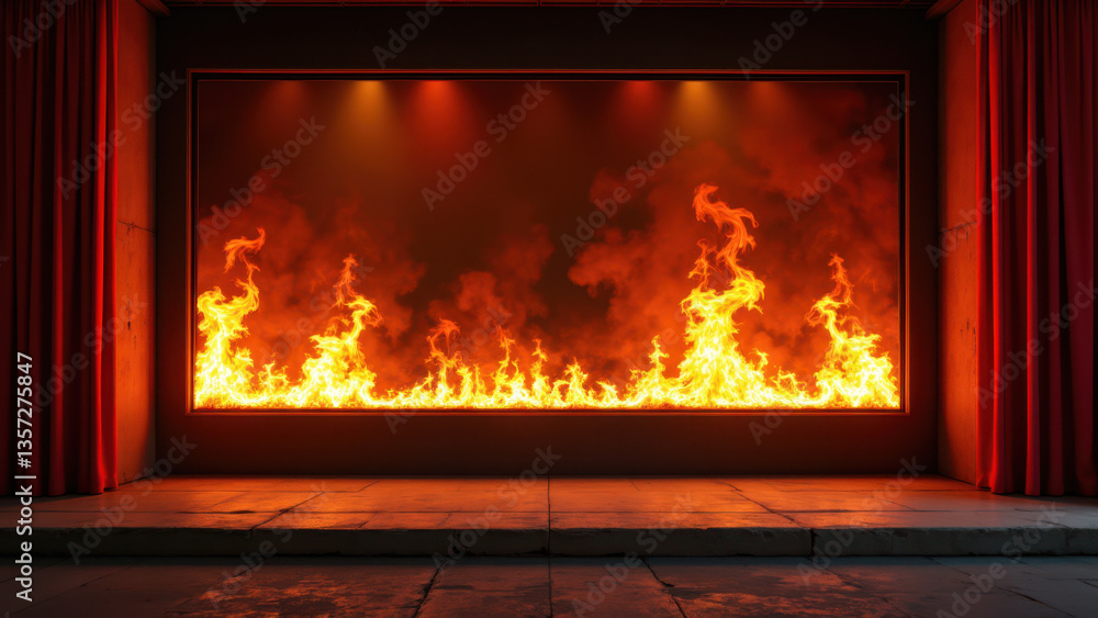 A dramatic scene of a large watchtower engulfed by flames during a wildfire emergency. A dramatic scene of a large watchtower engulfed by flames during a wildfire emergency.