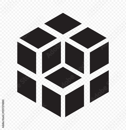 Cube vector icons. Black Cube icons on transparent background. Set of cube isolated icons. EPS 10.