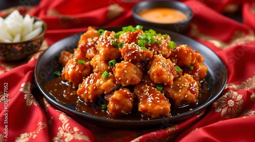 Wallpaper Mural Yangnyeom Chicken (Korean Spicy Fried Chicken) with sweet chili glaze and sesame seeds (Korean Cuisine) Torontodigital.ca