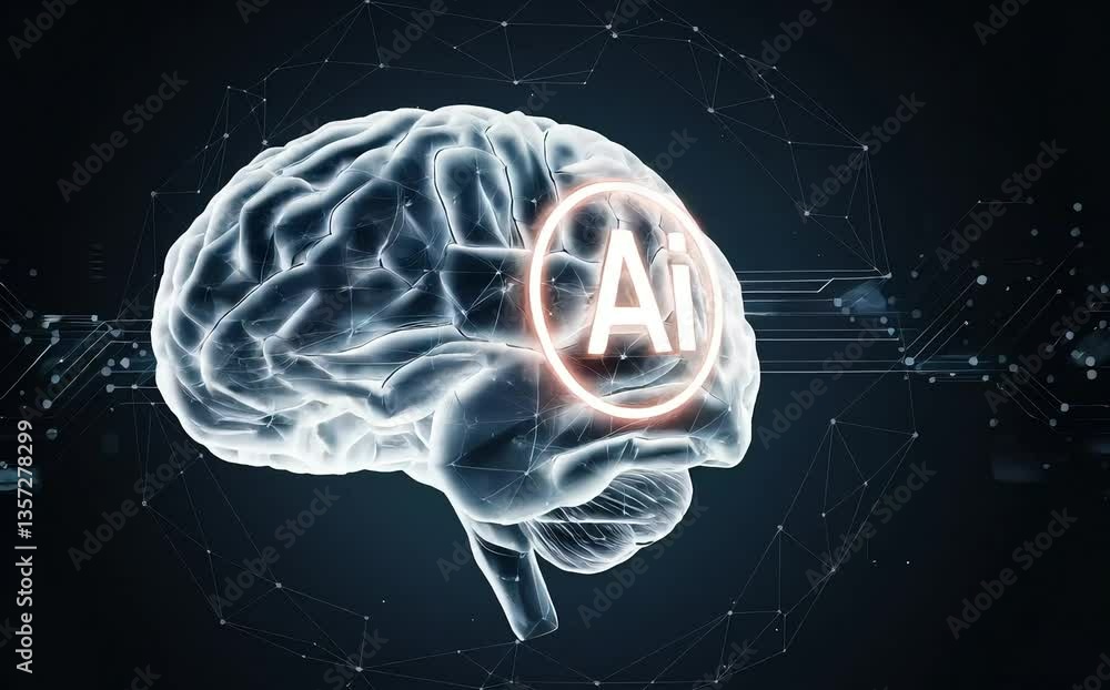 Artificial Intelligence Digital Brain bid Data. Illustration of ...