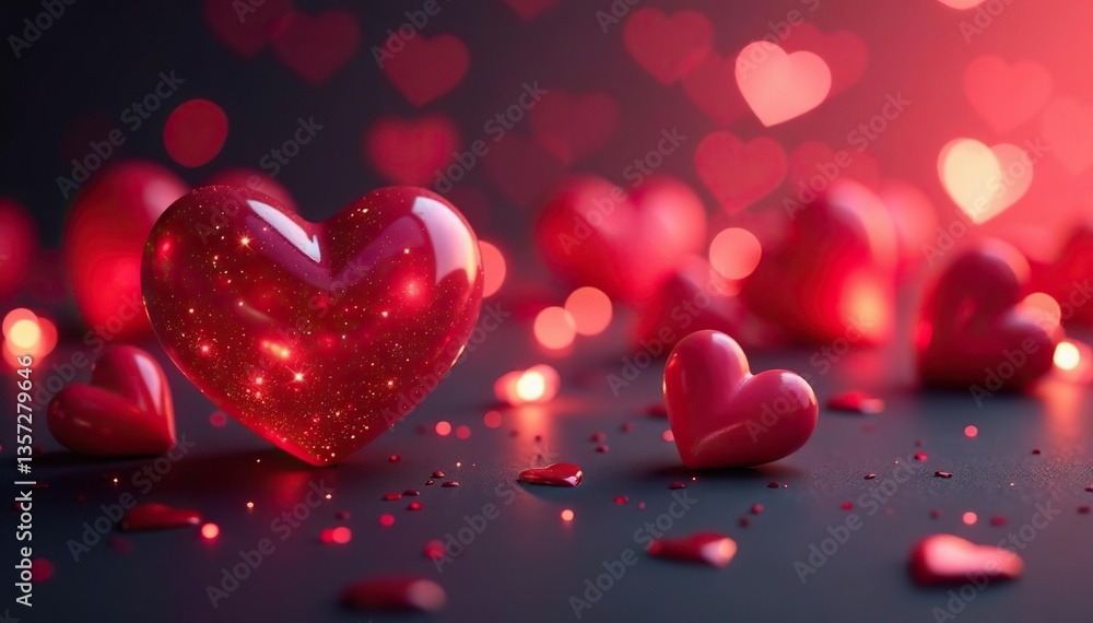 Beautiful background with shiny hearts and abstract lights, perfect for Valentine's Day and romance, glowing, luminous Beautiful background with shiny hearts and abstract lights, perfect for Valentine's Day and romance, glowing, luminous