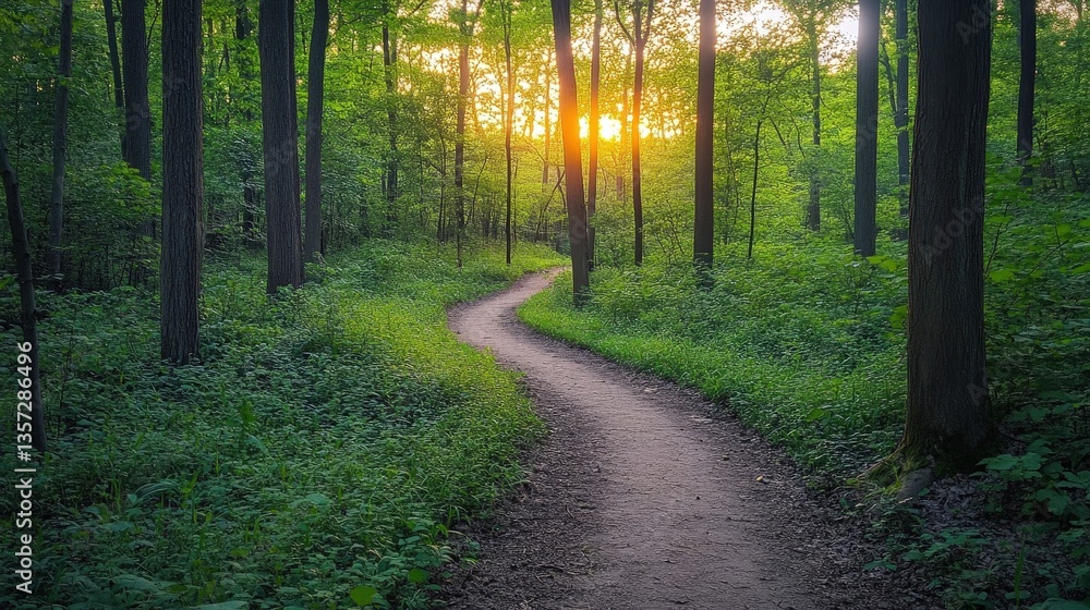 Obraz premium Blurred motion trail through a lush forest path nature scene photography serene environment dynamic viewpoint new standard concept