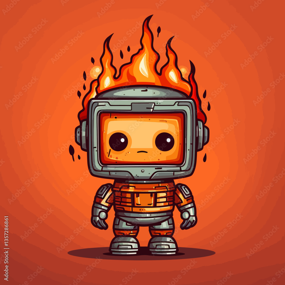 Naklejka premium retro fire robot vector