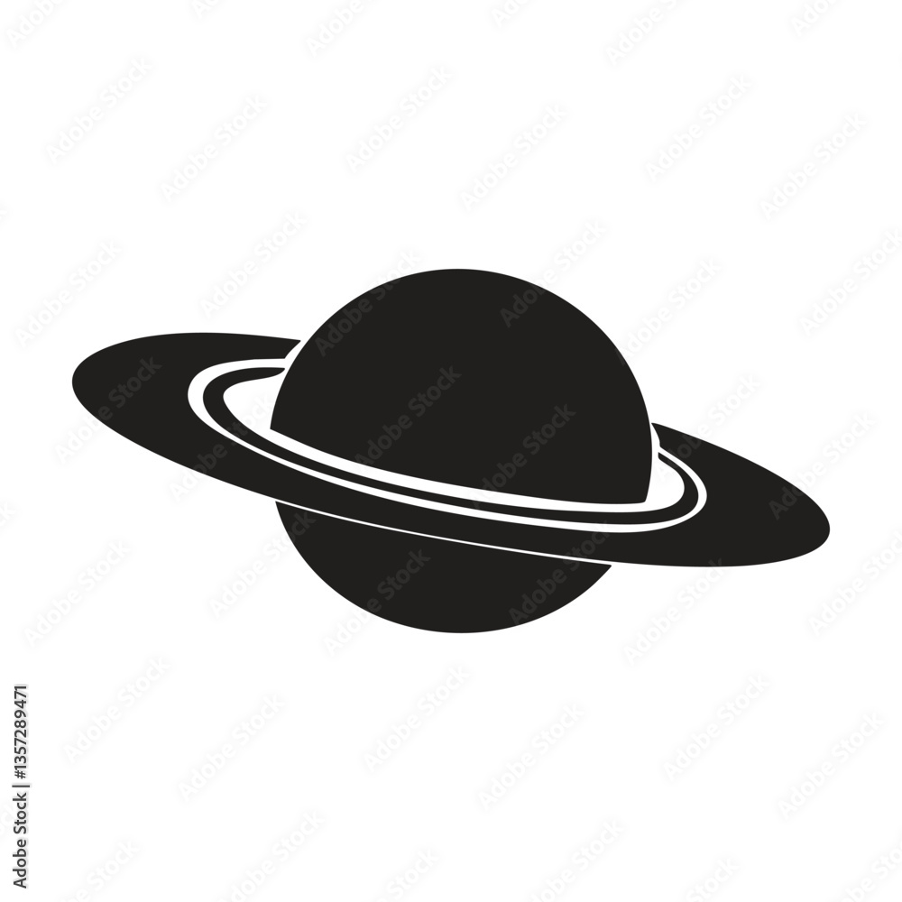 Stylized Saturn Silhouette Graphic for Space-Themed Designs Stylized Saturn Silhouette Graphic for Space-Themed Designs