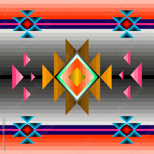 Abstract ethnic geometric pattern design for background or wallpaper.