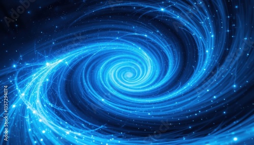 Cosmic Dance: Witness the mesmerizing swirl of a cosmic vortex, a celestial spectacle of vibrant blue energy and stardust, evoking a sense of wonder and the mysteries of the universe.