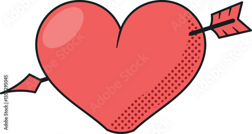 Heart pierced by arrow vector illustration