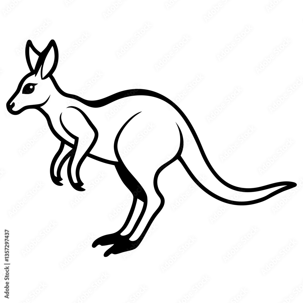 A vector silhouette of a kangaroo mid-jump A vector silhouette of a kangaroo mid-jump