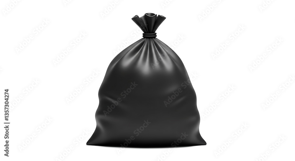 Naklejka premium Black Garbage Bag Isolated on White Stock Photo