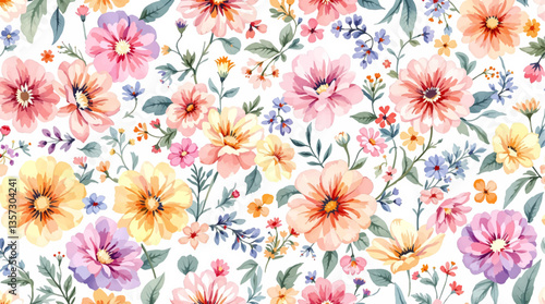 Wallpaper Mural Seamless pattern flower, hand drawn, color pastel, Pastel vector seamless flower pattern backdrop background, watercolor floral pattern	 Torontodigital.ca