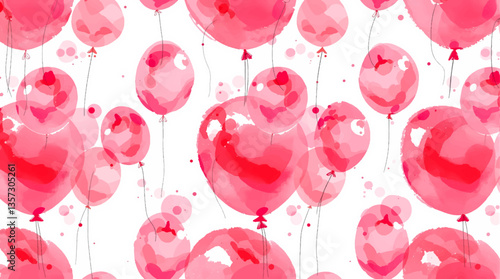 Watercolor balloons on a white background. Seamless pattern	