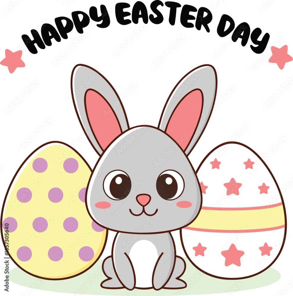 Easter Wishes Typography Art with Bunny and Egg Decorations Easter Wishes Typography Art with Bunny and Egg Decorations