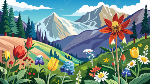 Columbine, Indian paintbrush and other wildflowers, Yankee Boy Basin, near Ouray, Colorado.