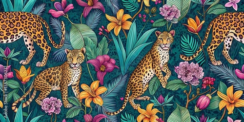 Elegant Leopard Orchid Pattern: Hand-Drawn Animal Print Background