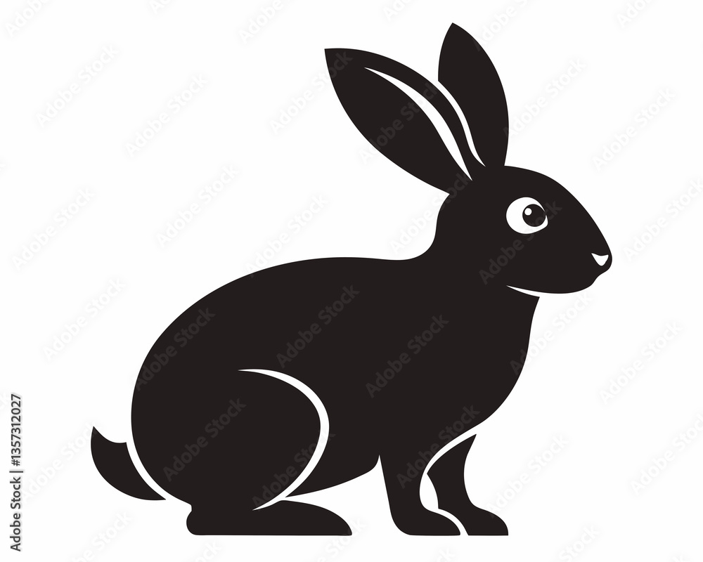 Obraz premium The black rabbit silhouette vector illustration, logo type silhouette is simple and elegant