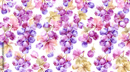 Watercolor grape on the white background