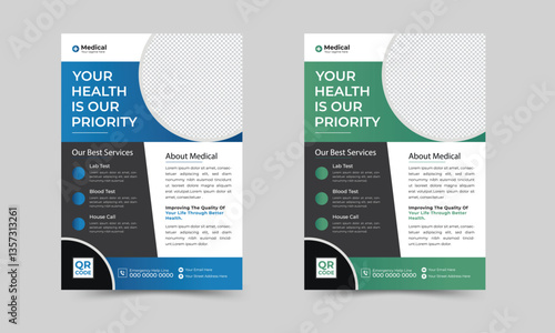 Medical Healthcare Flyer Design Template, Health medical flyer, Healthcare cover a4 template, Corporate healthcare and medical flyer or poster design layout.
