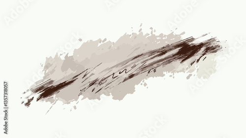 The image shows an abstract composition featuring a blend of brown and beige hues. The texture is predominantly created by irregular, gestural brushstrokes or splatters of varying density. The