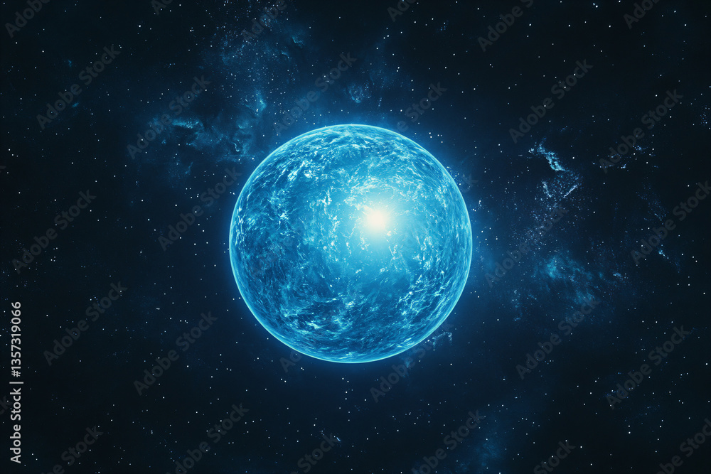 Fototapeta premium a blue planet with a star in the background