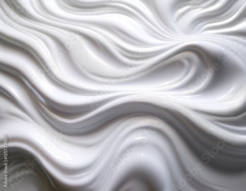creamy and smooth milk surface with reflections soft fluid motion abstract background white glossy liquid waves soft fluid texture