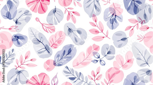 Watercolor pattern color leaves white background	
