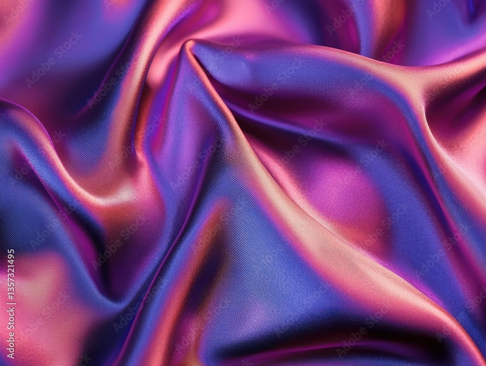 Obraz premium Abstract silk fabric with soft waves, folds, and iridescent colors. It offers a luxurious, flowing aesthetic.