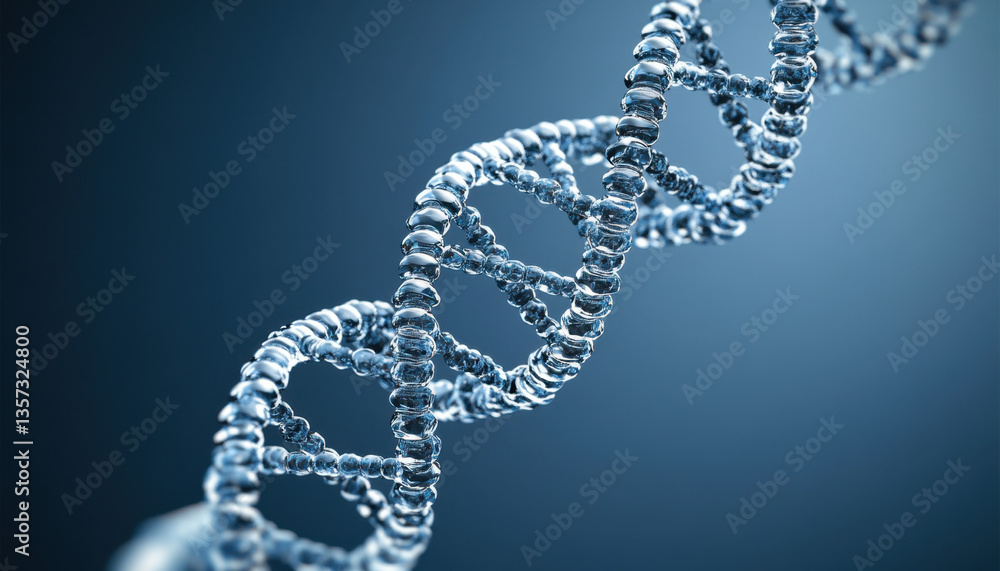 Visual representation of DNA structure on a dark blue backdrop highlighting the intricate design of genetic material and its role in biology Visual representation of DNA structure on a dark blue backdrop highlighting the intricate design of genetic material and its role in biology