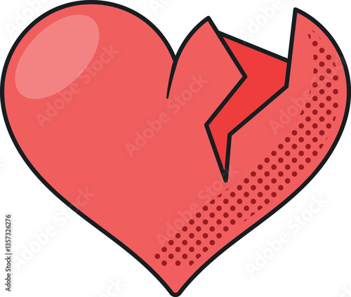 Broken heart with cracks vector illustration