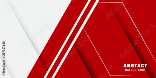 Abstract red and white banner design vector, dynamic sporty horizontal background template for media promotion or web banner