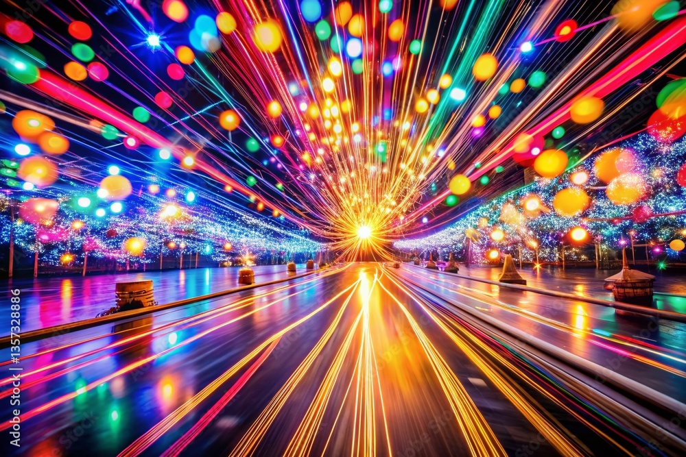 Festive Long Exposure Celebration Lights Blurred Background Stock Photo Festive Long Exposure Celebration Lights Blurred Background Stock Photo