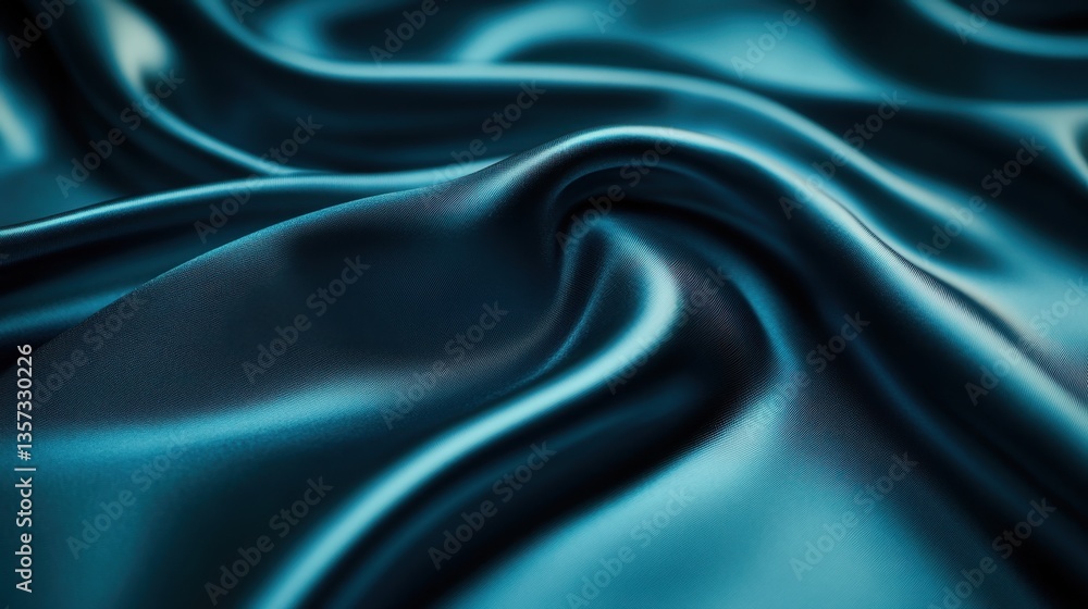 Luxurious teal silk fabric with soft folds and elegant drape creating a smooth texture and rich color in a close up shot Luxurious teal silk fabric with soft folds and elegant drape creating a smooth texture and rich color in a close up shot
