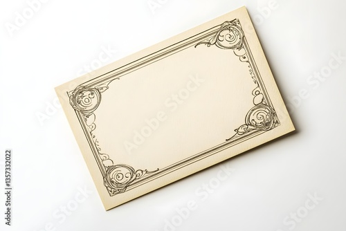 Victorian Calling Card Top View isolated on white background