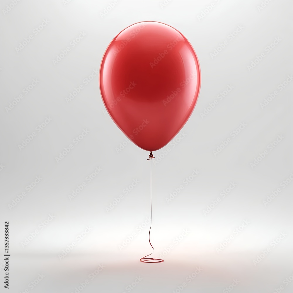 Single Red Balloon on White Background Single Red Balloon on White Background