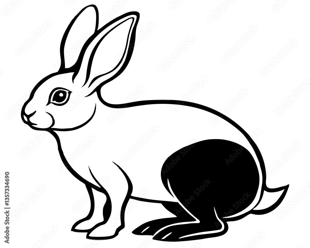 rabbit silhouette vector illustration on white background rabbit silhouette vector illustration on white background