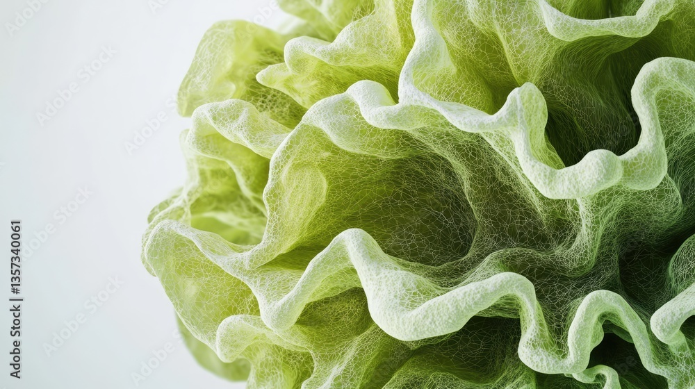 Fototapeta premium A top-down view of a green cabbage, displaying its tightly layered leaves.
