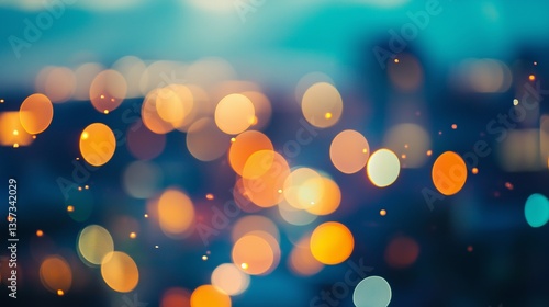 Night bokeh light in big city, abstract blur defocused background
