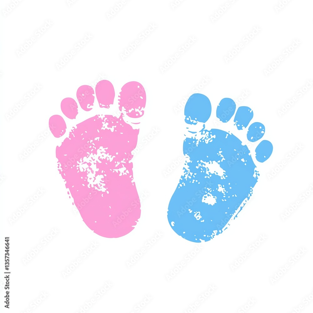 Baby Footprints in Pink and Blue Celebrating New Arrival Announcement Baby Footprints in Pink and Blue Celebrating New Arrival Announcement
