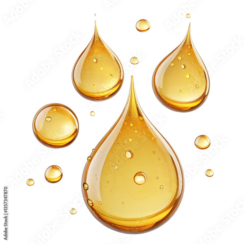 Golden Oil Droplets Falling on Black Background High Resolution Image