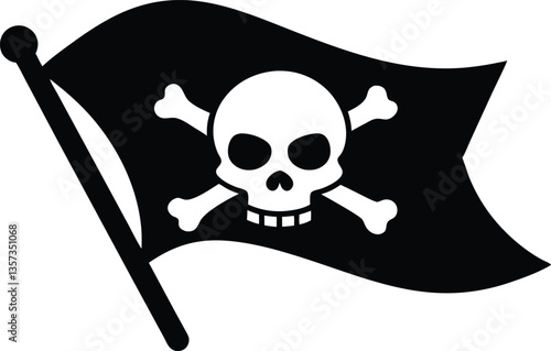 pirate flag with skull silhouette vector