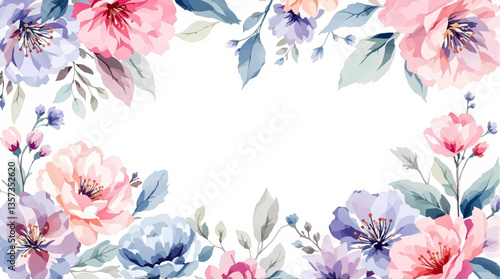  Watercolor pattern colorful leaves white background