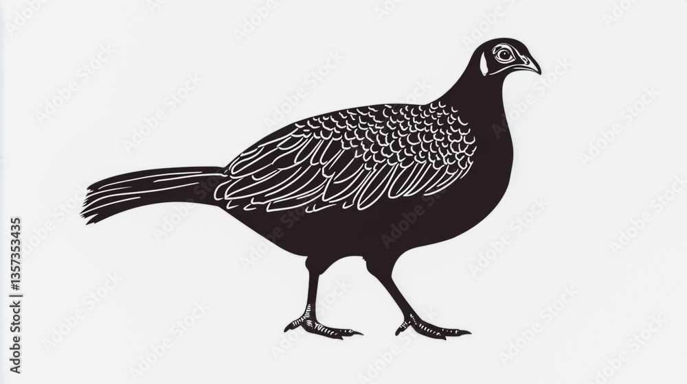 Vector illustration of a guinea fowl silhouette, isolated on a clean white background, designed for commercial use Vector illustration of a guinea fowl silhouette, isolated on a clean white background, designed for commercial use