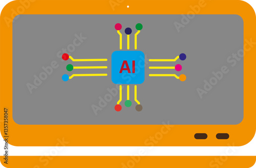 Artificial intelligence flat colors icon
