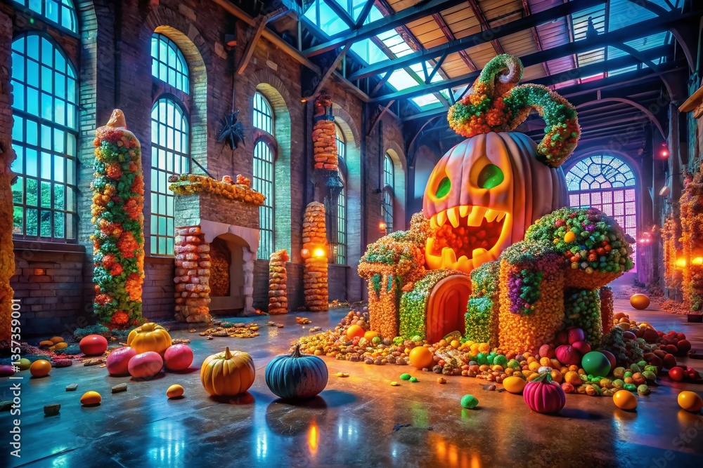 Fototapeta premium Spooky Sweet Halloween Alphabet & Numbers: Candy & Treat Font Photography