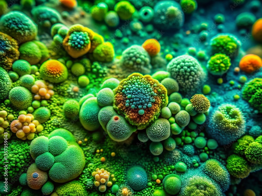 Spore Growth: Abstract Macro Photography of Green Mold Colonies Spore Growth: Abstract Macro Photography of Green Mold Colonies